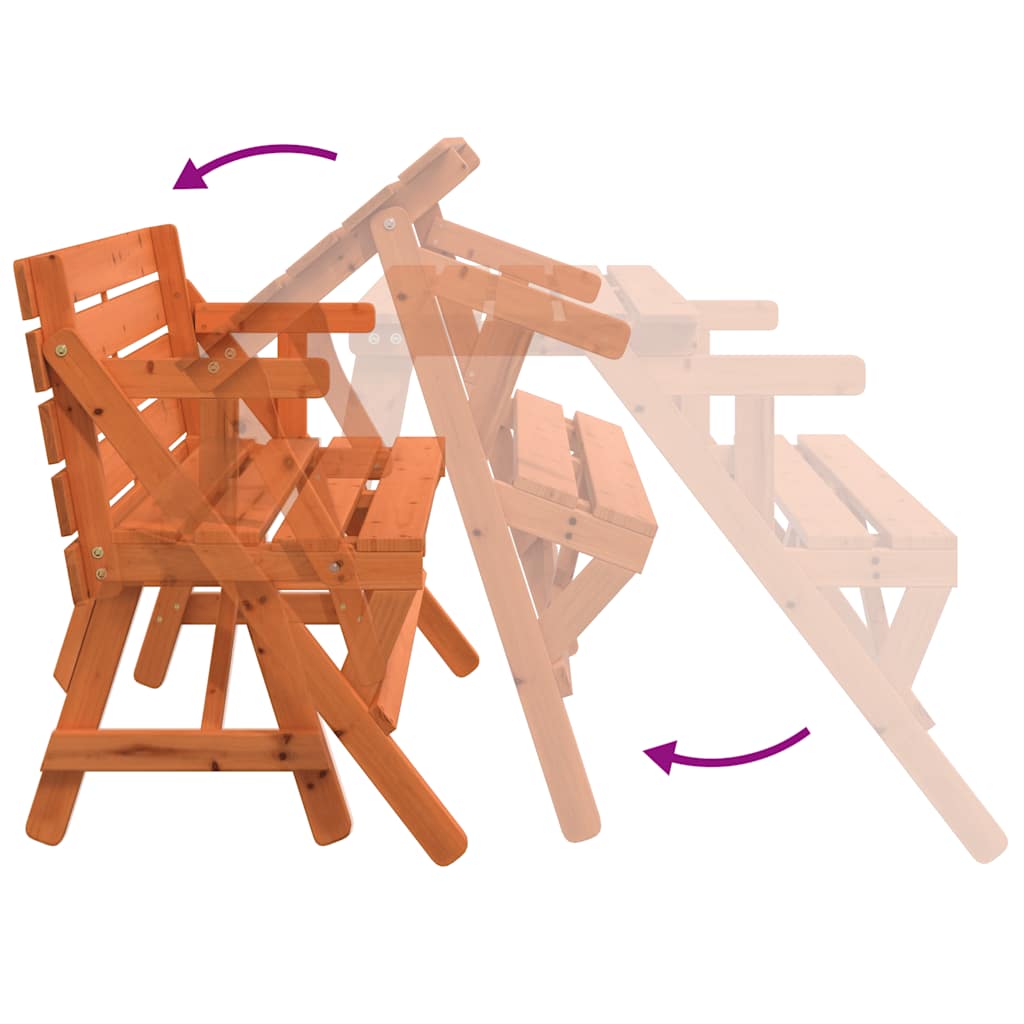 Picnicbord med bænke 2-i-1 massivt grantræ - mørkebrun, 1 - number 7.