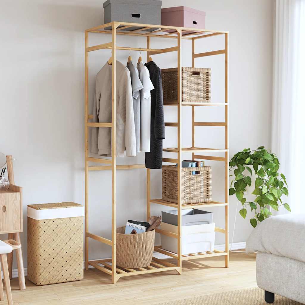 Clothes rack with shelves 100x50x184.5 cm bamboo - number 2.