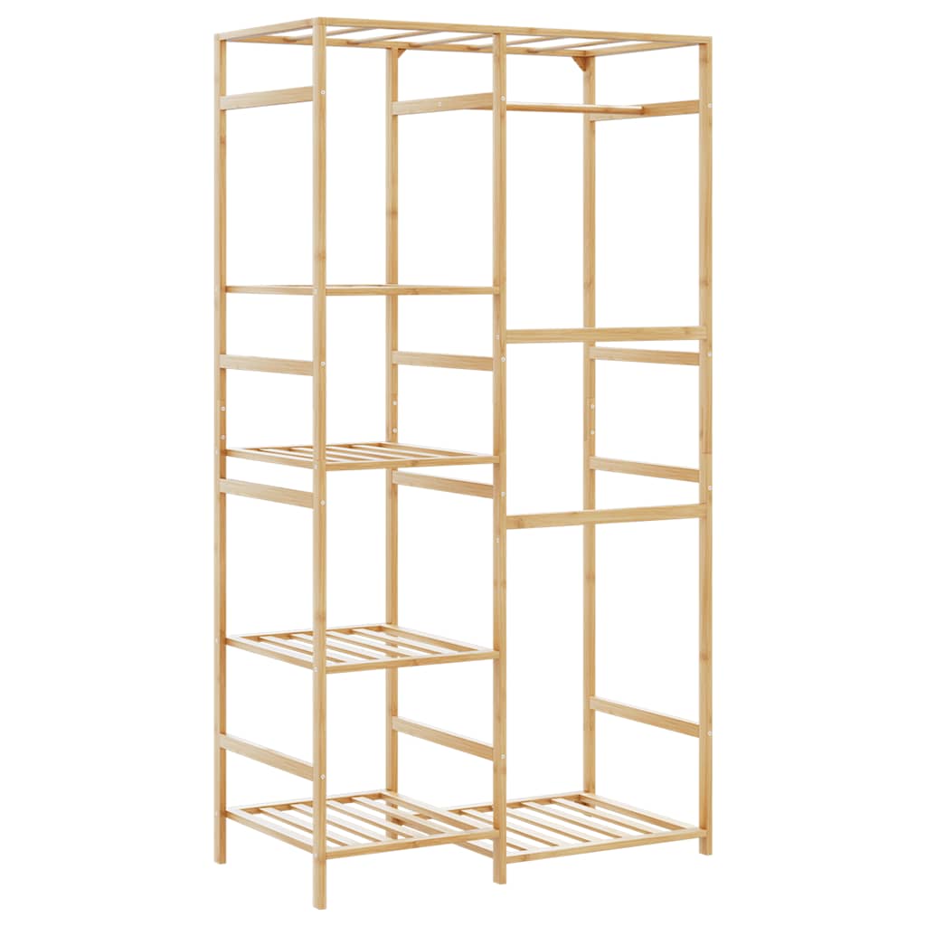 Clothes rack with shelves 100x50x184.5 cm bamboo - number 5.