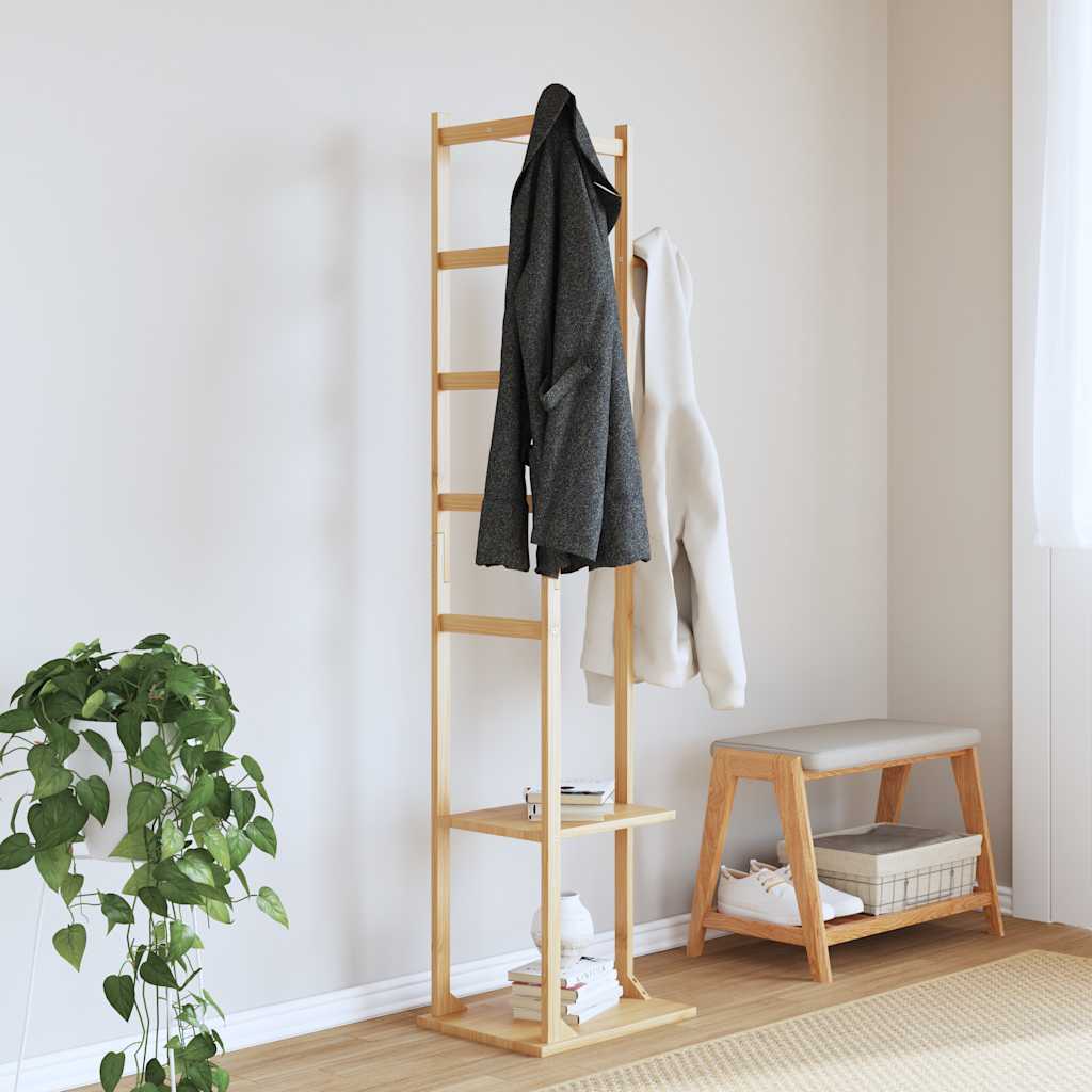 Wardrobe rack with hooks and shelves 38.5x30x156 cm bamboo - number 2.
