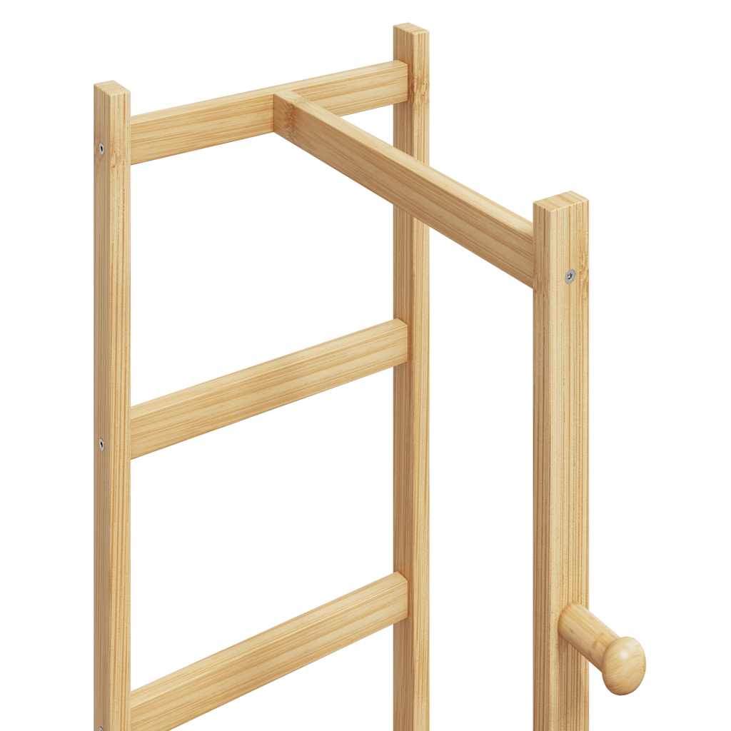 Wardrobe rack with hooks and shelves 38.5x30x156 cm bamboo - number 6.