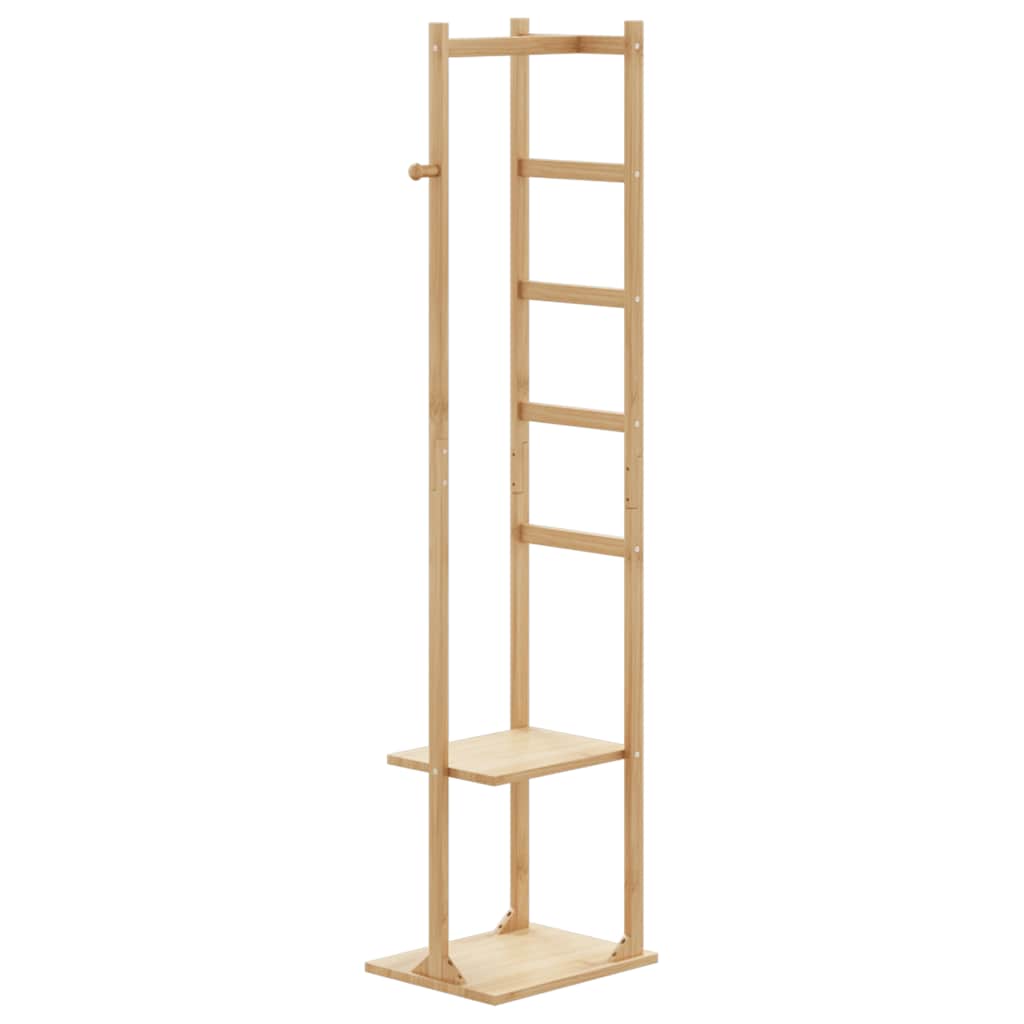 Wardrobe rack with hooks and shelves 38.5x30x156 cm bamboo - number 5.