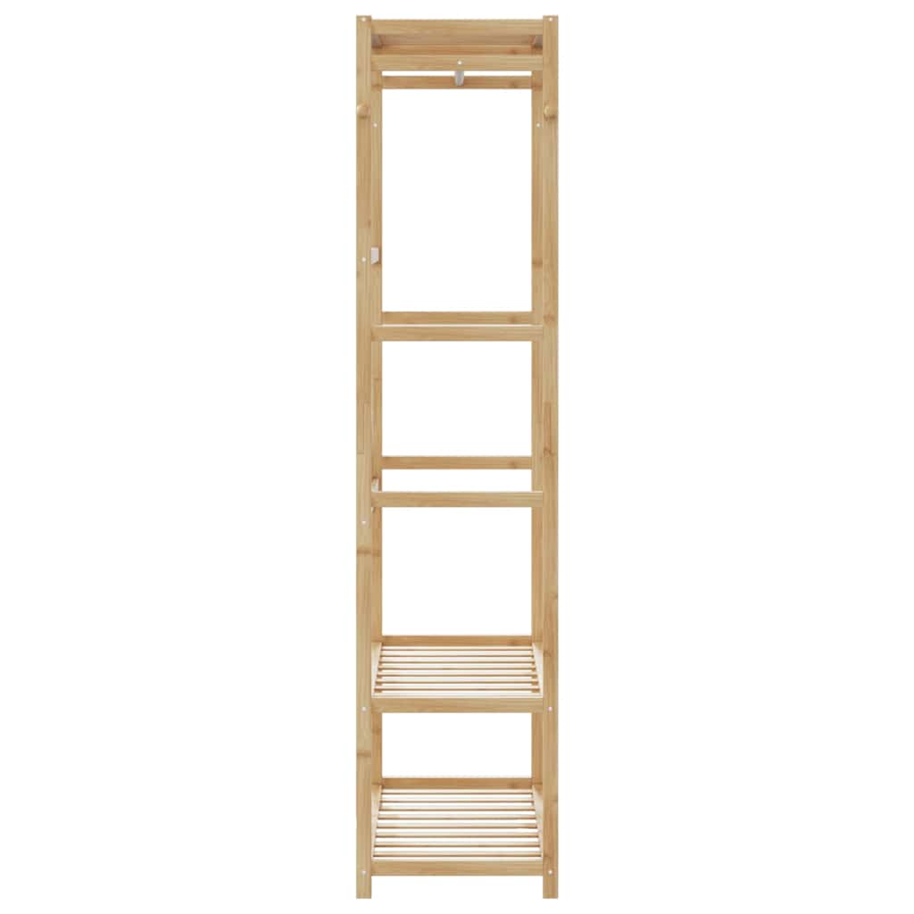 Clothes rack with shelves 80x40x175 cm bamboo - 80 cm, 1, without wheels - number 4.