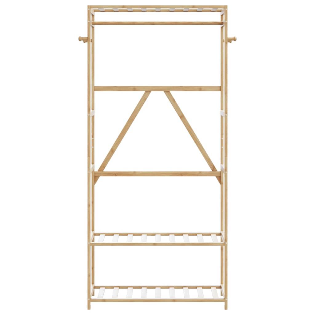 Clothes rack with shelves 80x40x175 cm bamboo - 80 cm, 1, without wheels - number 3.