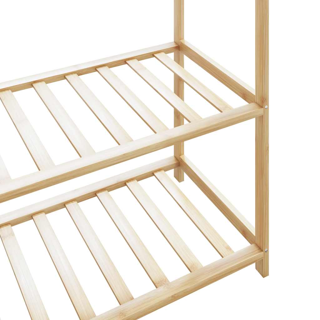 Clothes rack with shelves 80x40x175 cm bamboo - 80 cm, 1, without wheels - number 7.
