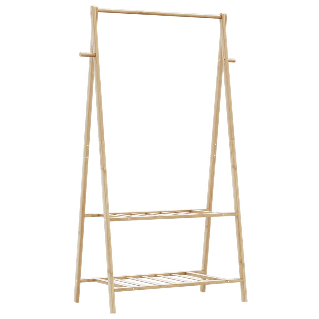 Clothes rack with shelves 96x45.5x150.5 cm - 96 cm, 1, without wheels, bamboo - number 1.