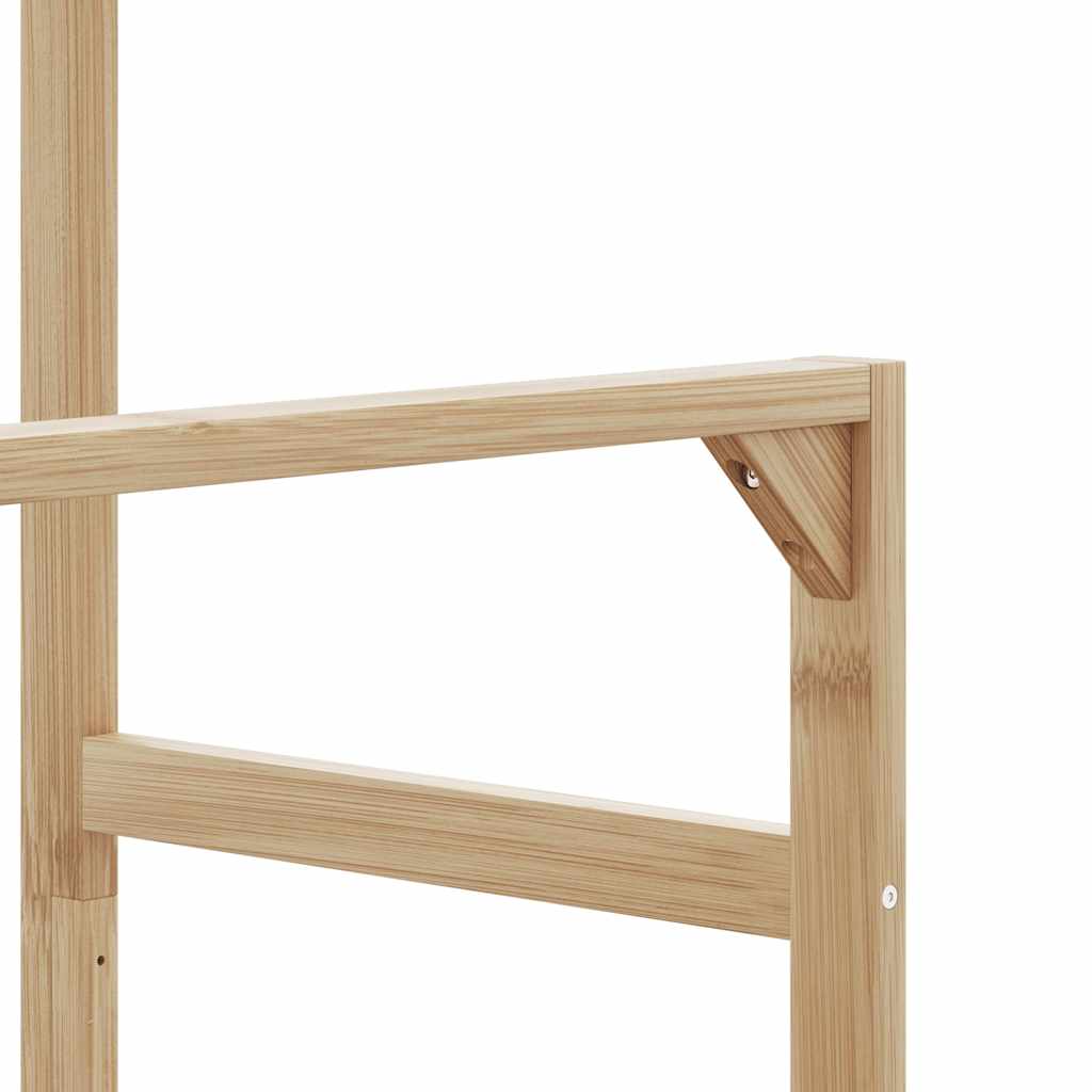 Clothes rack with shelves and wheels 90x35x155 cm bamboo - number 7.