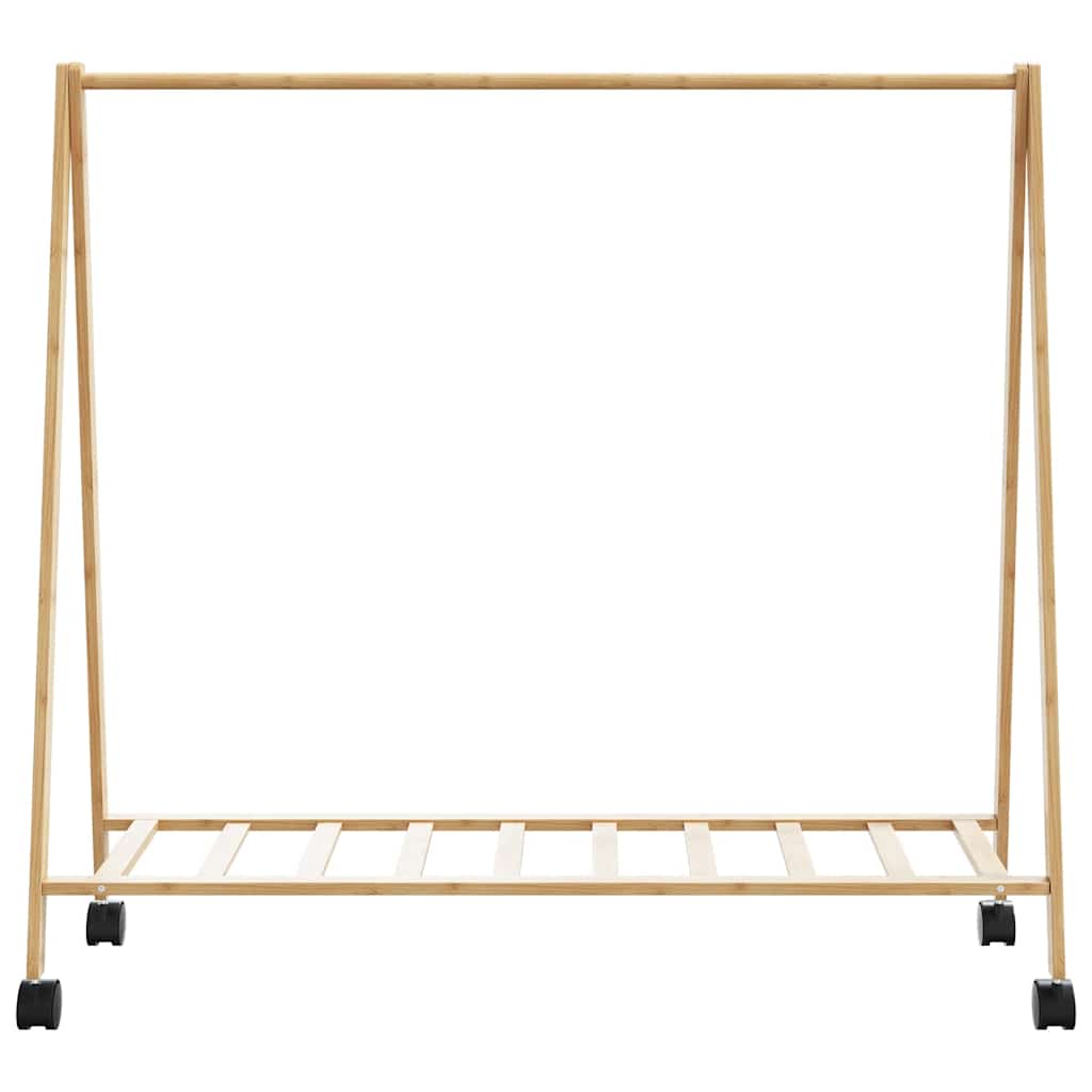 Clothes rack with shelves and wheels 106x34x106.5 cm - 1, with wheels, bamboo - number 4.