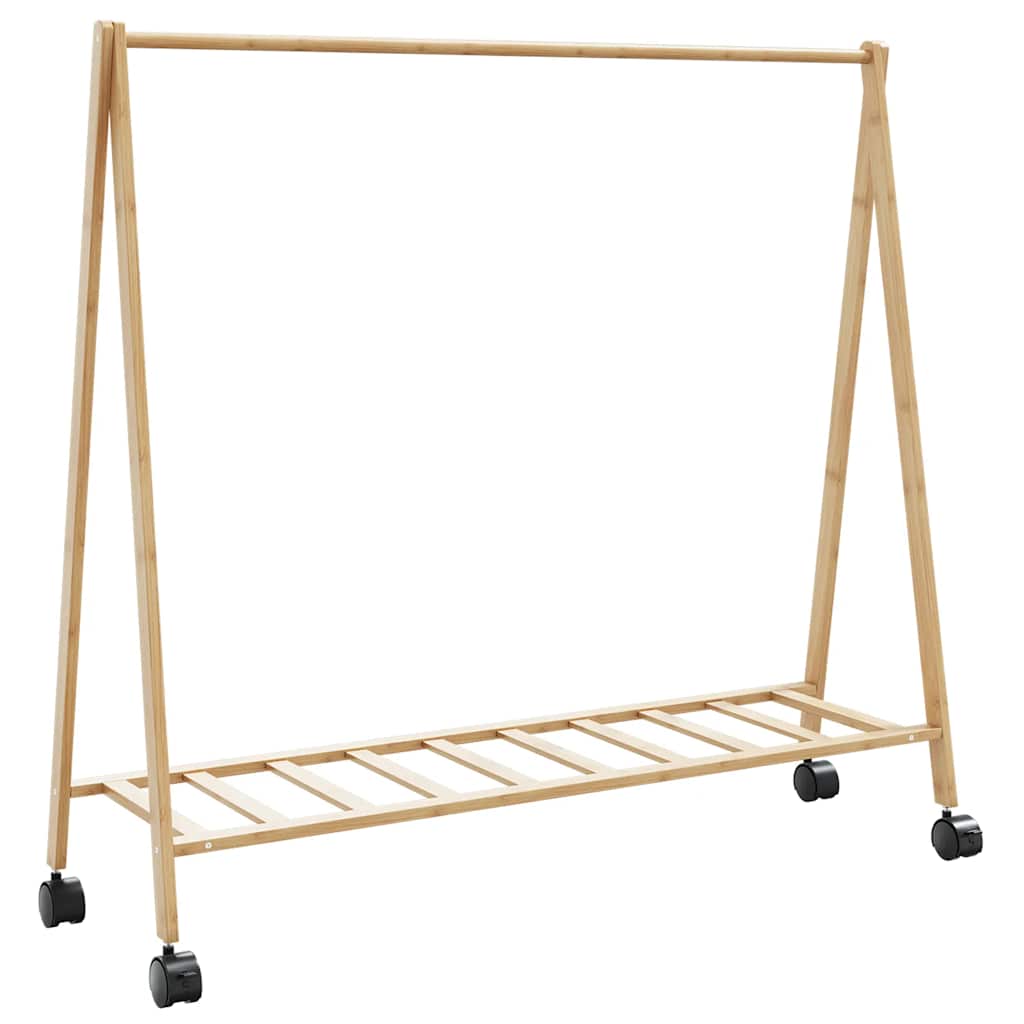 Clothes rack with shelves and wheels 106x34x106.5 cm - 1, with wheels, bamboo - number 6.