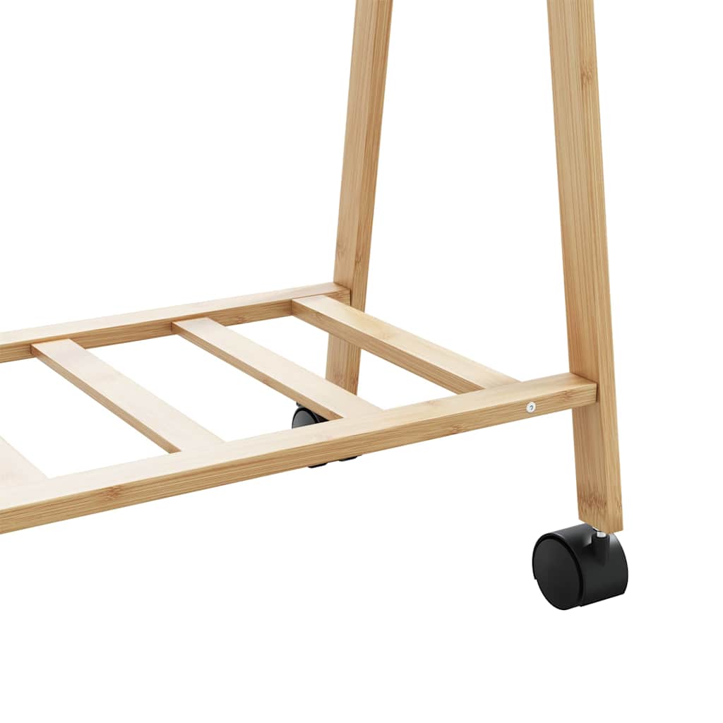 Clothes rack with shelves and wheels 106x34x106.5 cm - 1, with wheels, bamboo - number 8.
