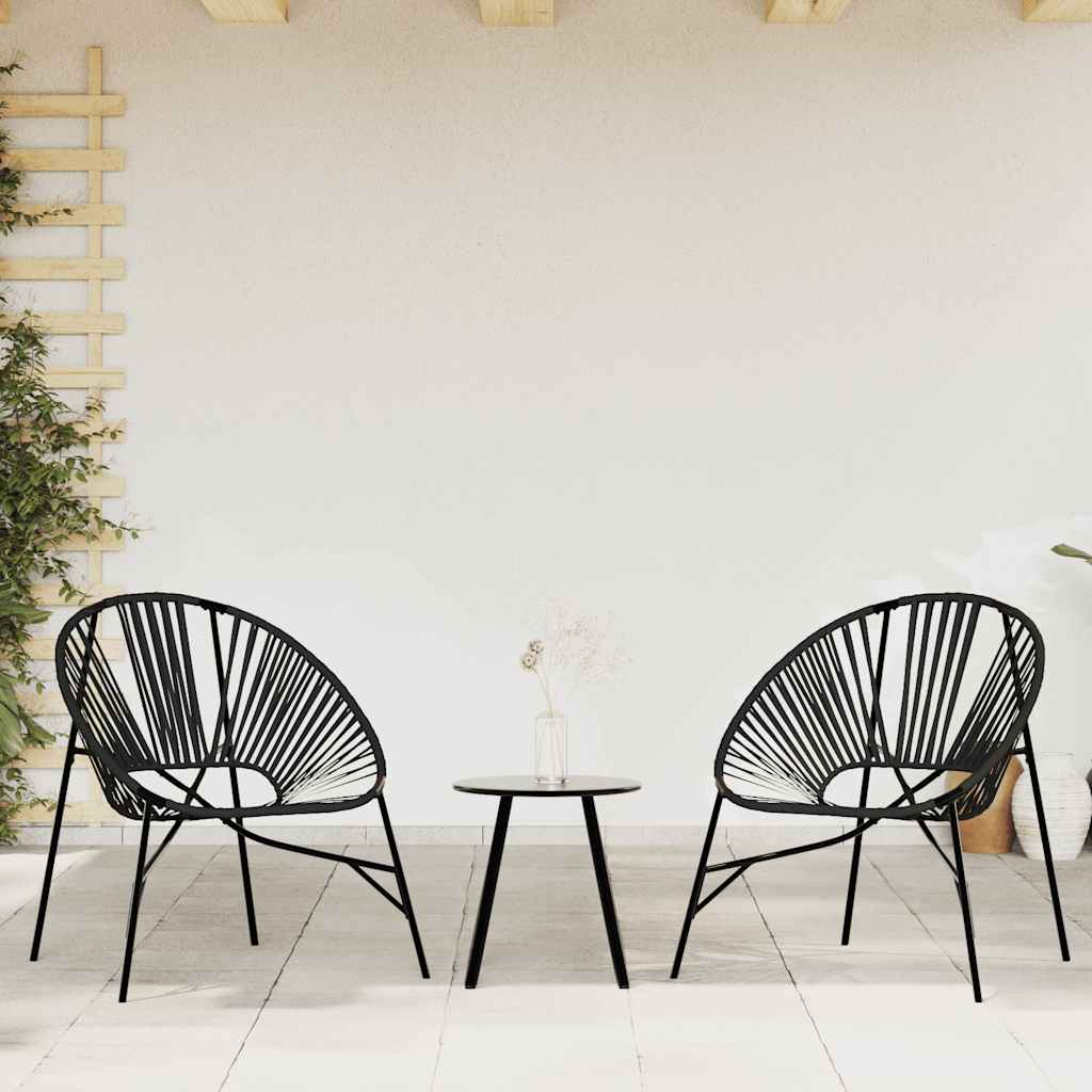 Garden stolica set 3 pcs. polyrattan crna - number 1.