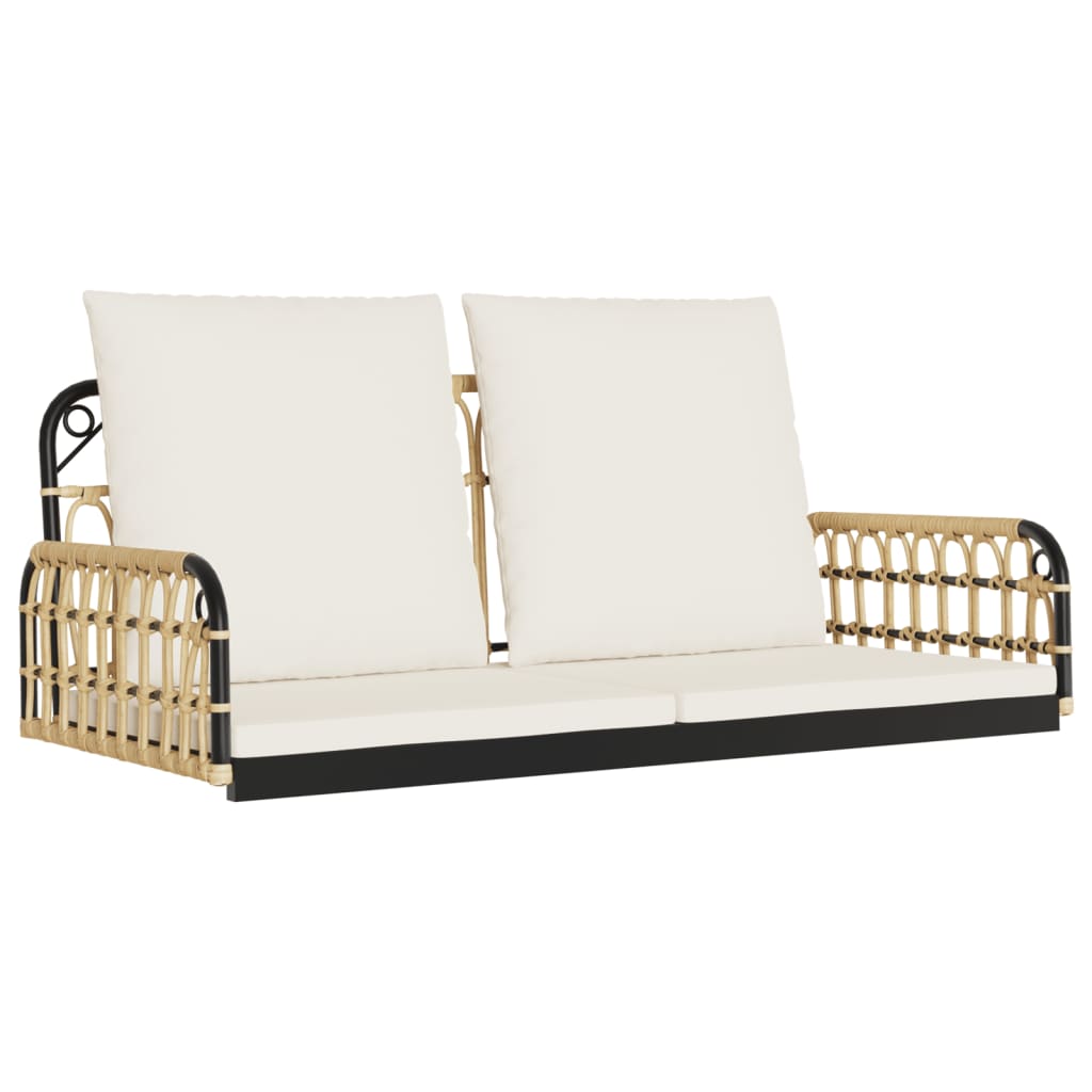 Gyngebænk med hynder 105x58x38 cm polyrattan og stål - number 2.