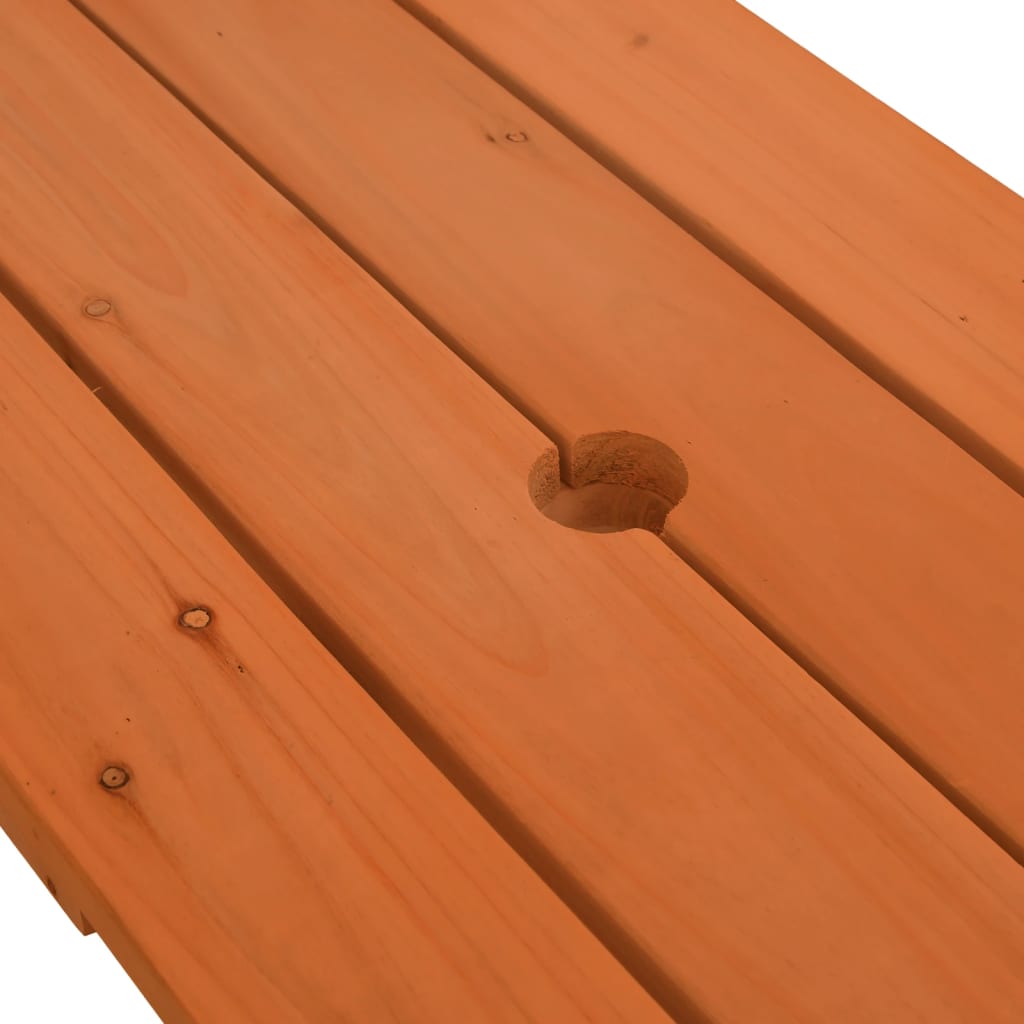 Piknikbord for 4 barn med parasoll solid gran - mørkebrun og flerfarget, 1 - number 10.