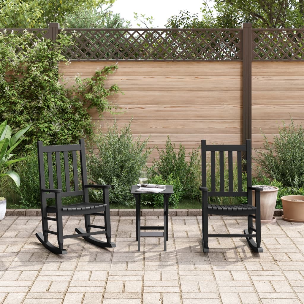 Gyngestole til børn stk massivt poppeltræ - sort, 2 - number 1.