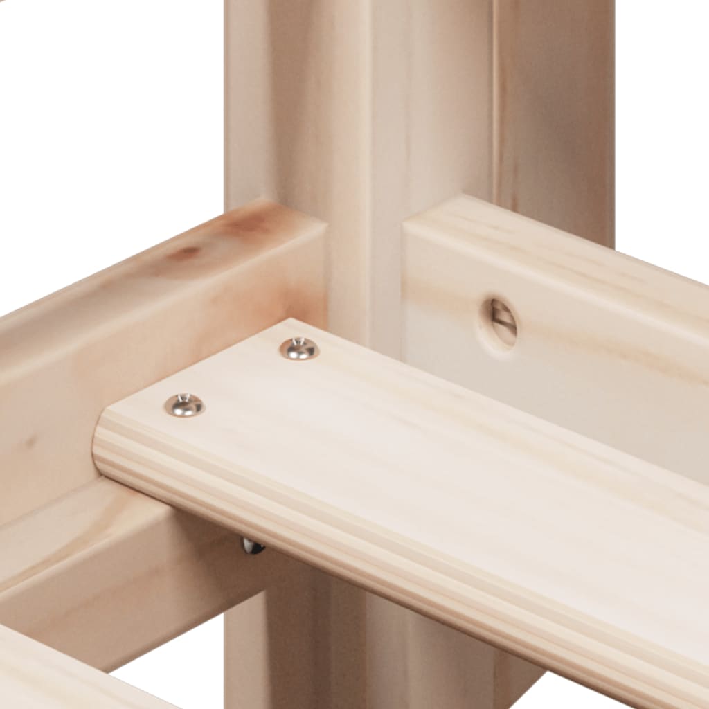 Køjeseng med tag massivt fyrretræ hvid - naturfarvet, 75 x 190 cm - number 9.