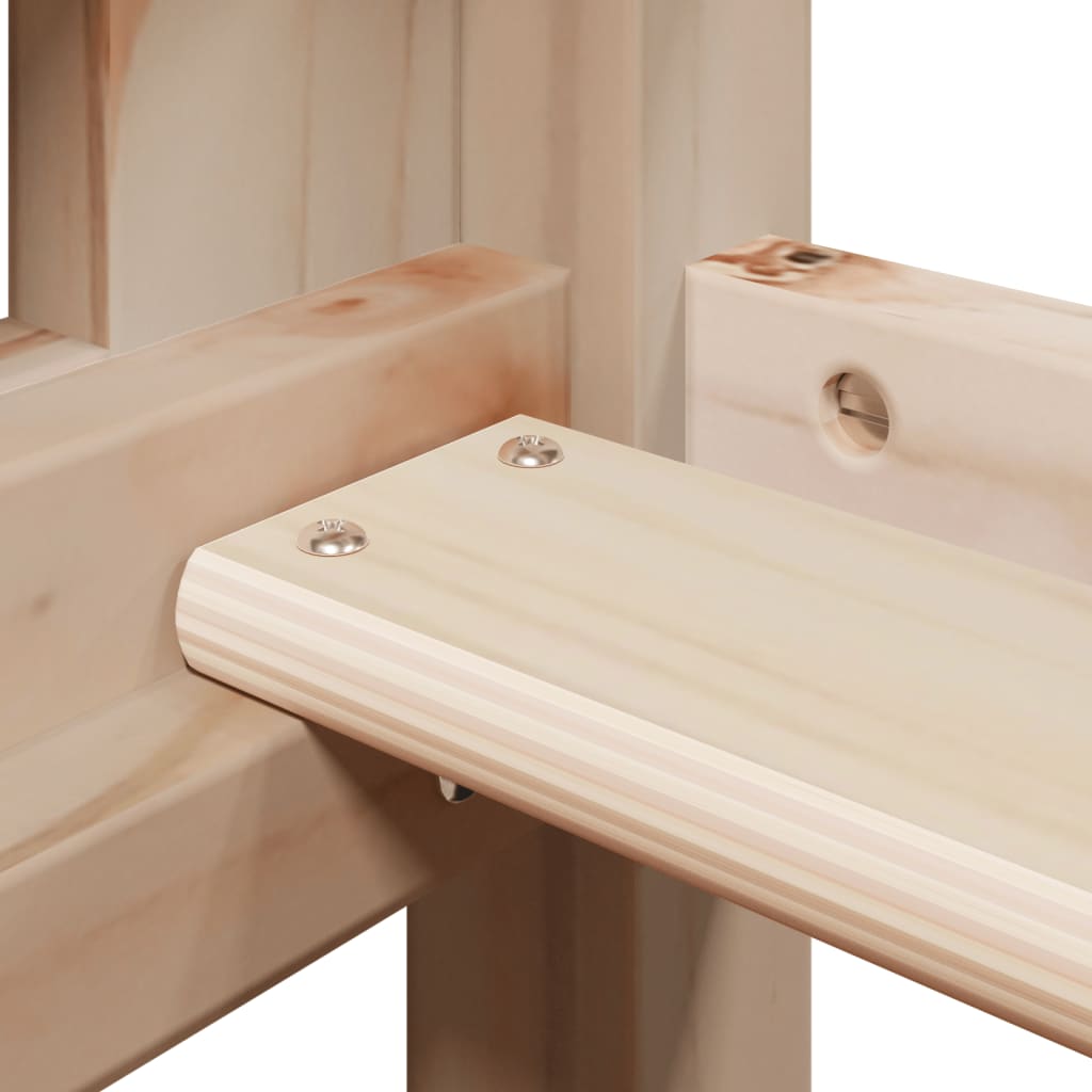 Højseng med stige og tag massivt fyrretræ - naturfarvet, 90 x 200 cm - number 10.