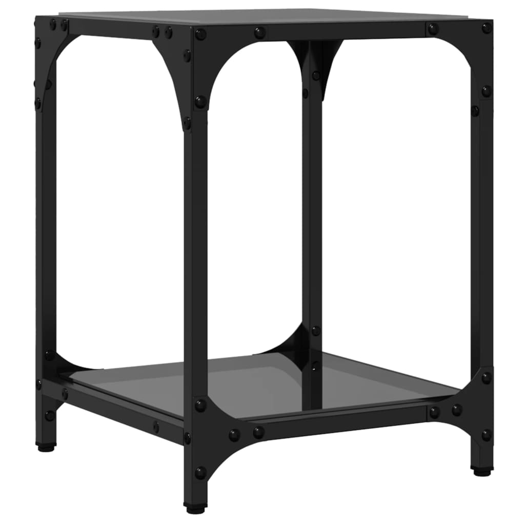 Stolići sa staklenom pločom kom čelik - crni, 30 x 30 x 40 cm, 2 - number 6.