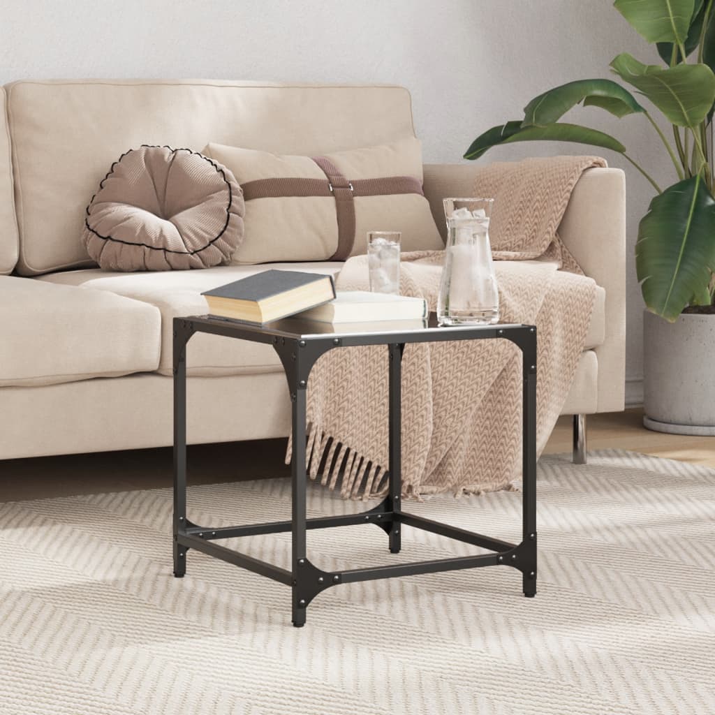 Stolik kawowy z blatem szklanym stal - czarny, 40 x 40 x 40 cm, 1 - number 3.