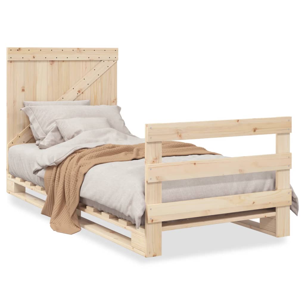 Bed frame with headboard 90x200 cm solid pine - 200 x 90 x 104 cm (l x w x h), 90 x 200 cm (w x l) (mattress not included) - number 2.