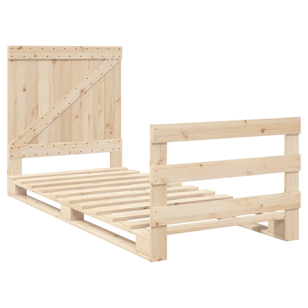 Bed frame with headboard 90x200 cm solid pine - 200 x 90 x 104 cm (l x w x h), 90 x 200 cm (w x l) (mattress not included) - number 3.