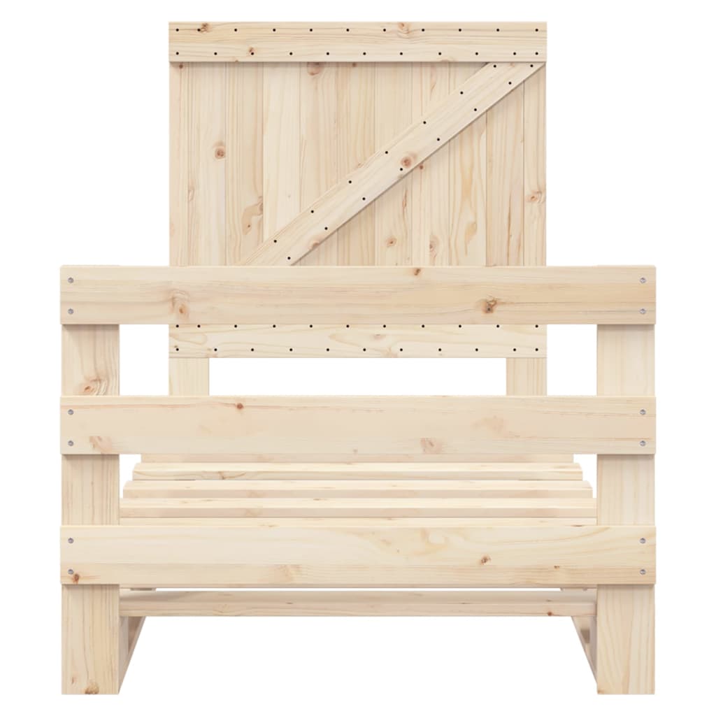 Bed frame with headboard 90x200 cm solid pine - 200 x 90 x 104 cm (l x w x h), 90 x 200 cm (w x l) (mattress not included) - number 5.