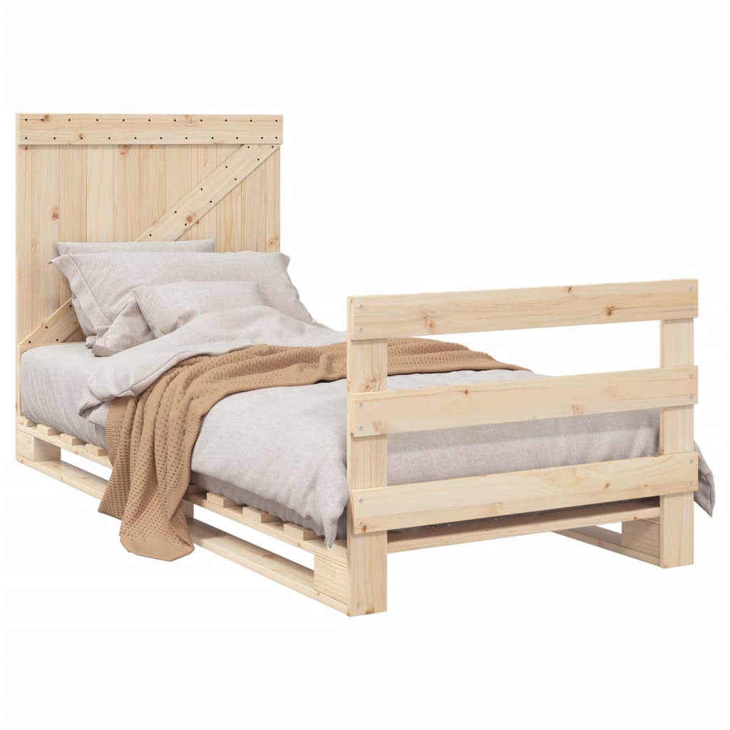 Bed frame with headboard 90x200 cm solid pine - 200 x 90 x 104 cm (l x w x h), 90 x 200 cm (w x l) (mattress not included) - number 4.