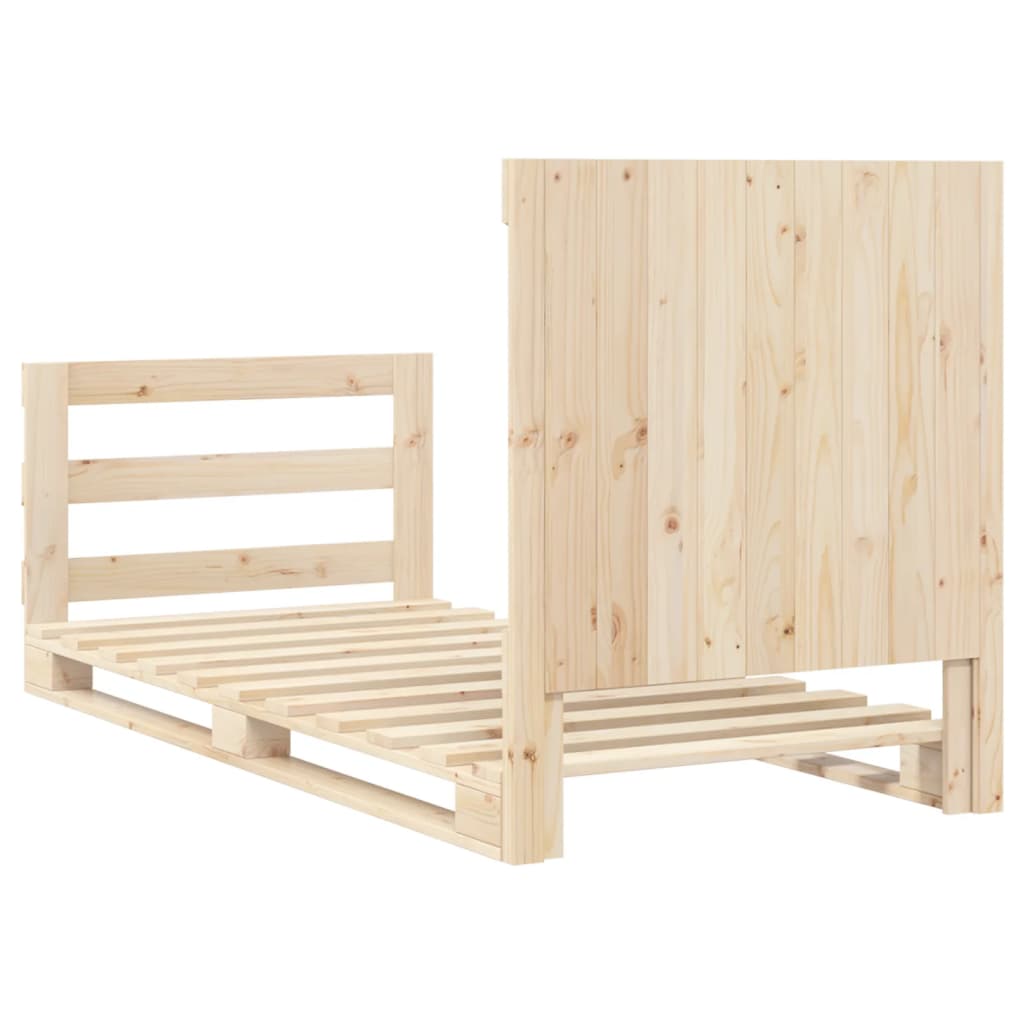 Bed frame with headboard 90x200 cm solid pine - 200 x 90 x 104 cm (l x w x h), 90 x 200 cm (w x l) (mattress not included) - number 9.
