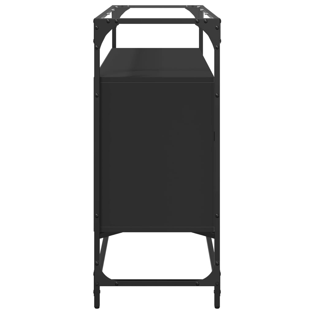 Skænk med glastop 98x35x81 cm konstrueret træ - sort, 1 - number 5.