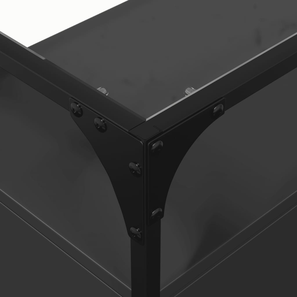 Skænk med glastop 98x35x81 cm konstrueret træ - sort, 1 - number 7.