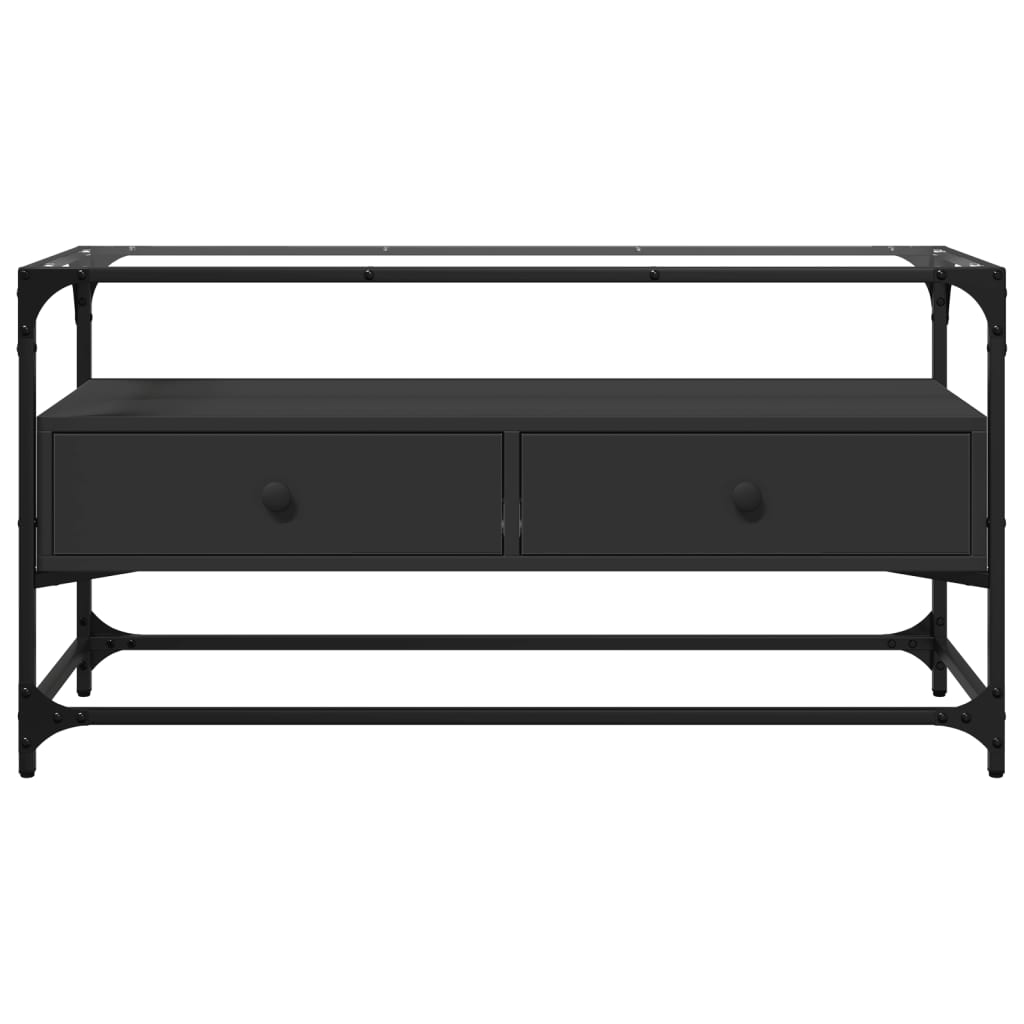 Tv-bord med glastop 98x35x51 cm konstrueret træ - sort, 1, 98 cm - number 4.