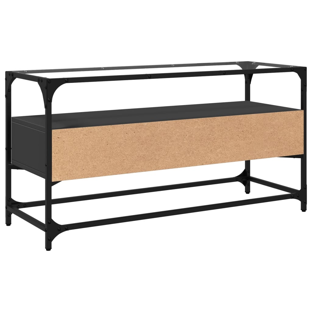 Tv-bord med glastop 98x35x51 cm konstrueret træ - sort, 1, 98 cm - number 6.