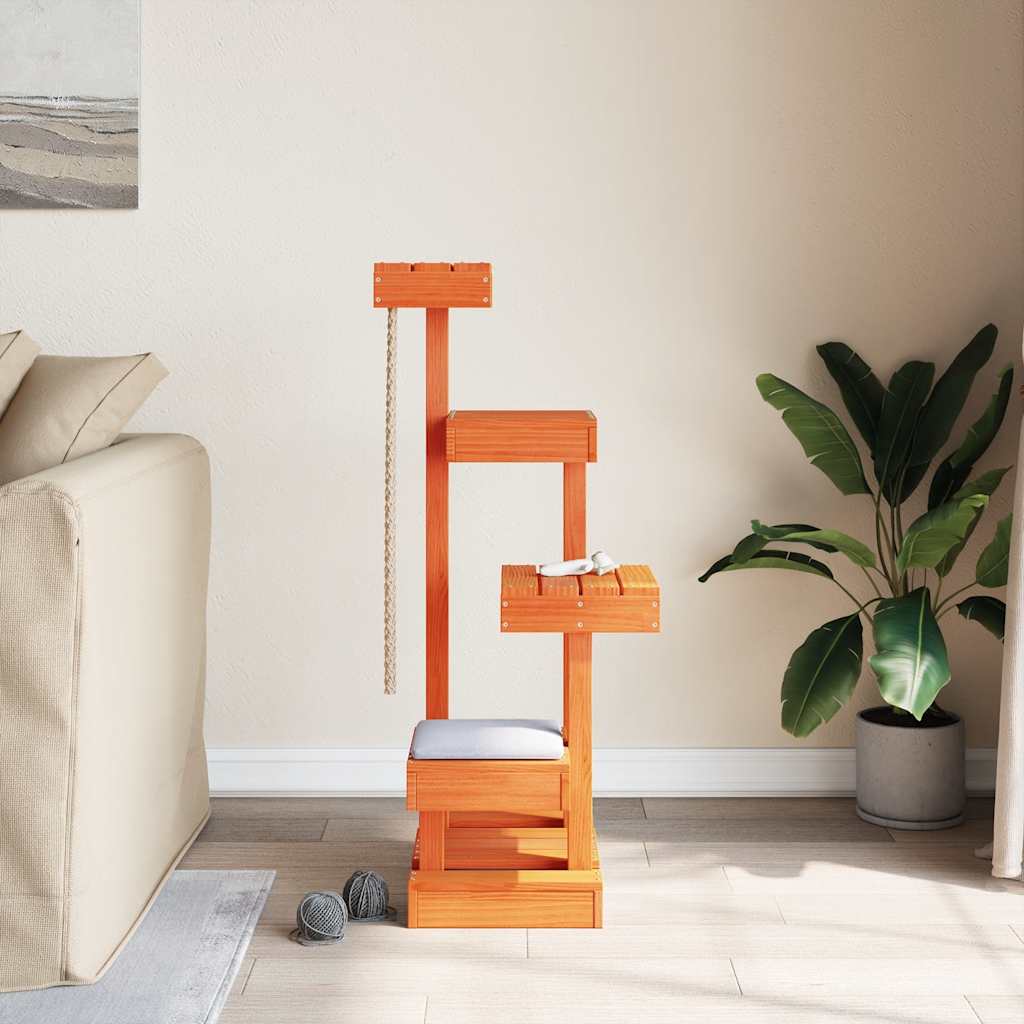 Arbre à chat 45,5x49x103 cm pin massif brun doré - number 3.