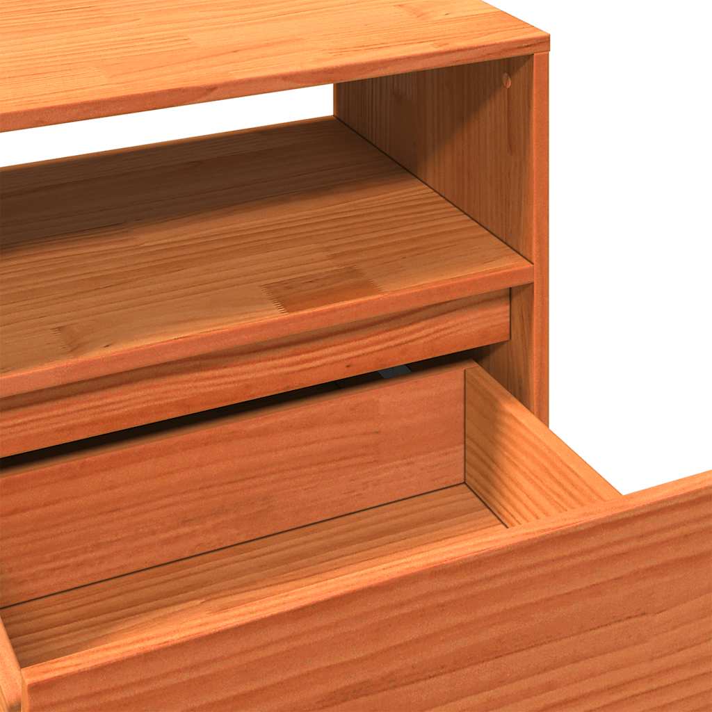 Tv-bord 140x37x50 cm heltre furu gyllenbrun - number 10.