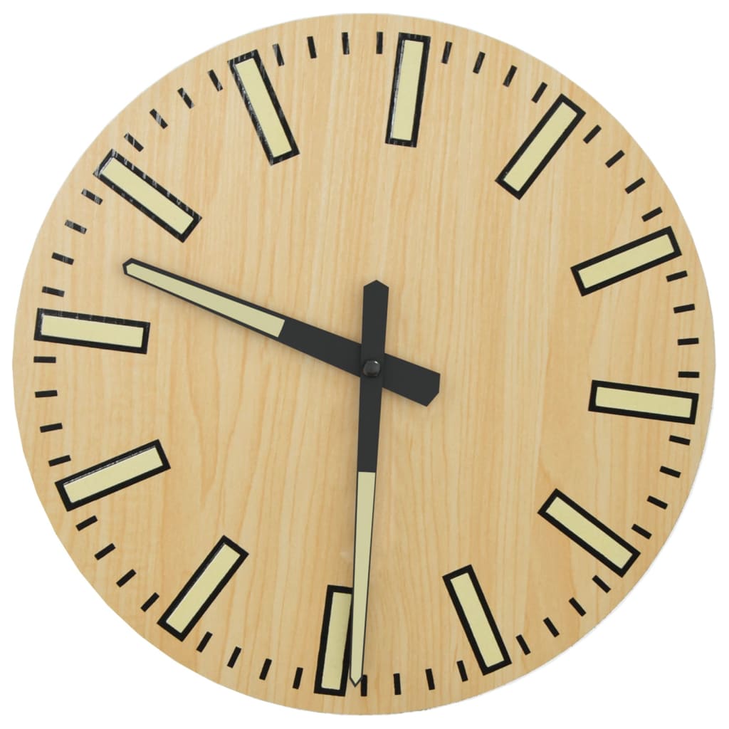 Wall clock with luminous markings and hands ø30 cm - yellow - number 2.
