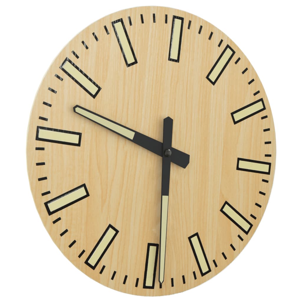 Wall clock with luminous markings and hands ø30 cm - yellow - number 3.