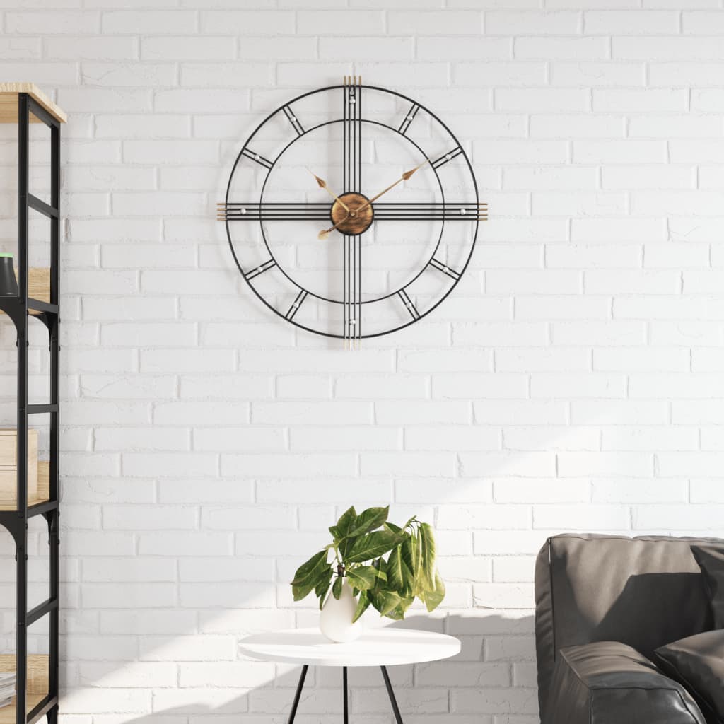 Wall clock ø60 cm - black, iron, 60 x 4 5 cm (diameter x length) - number 1.
