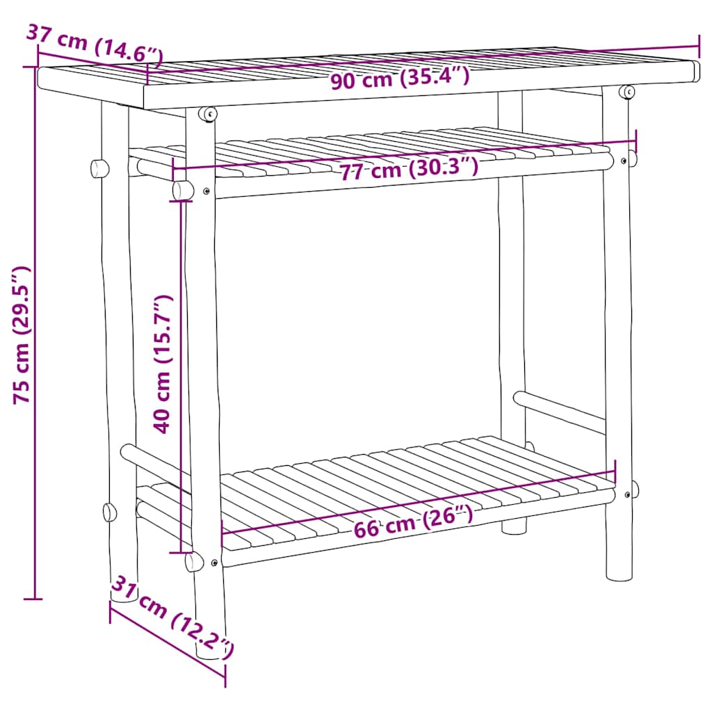 Stolik konsolowy 90x37x75 cm bambus - number 7.