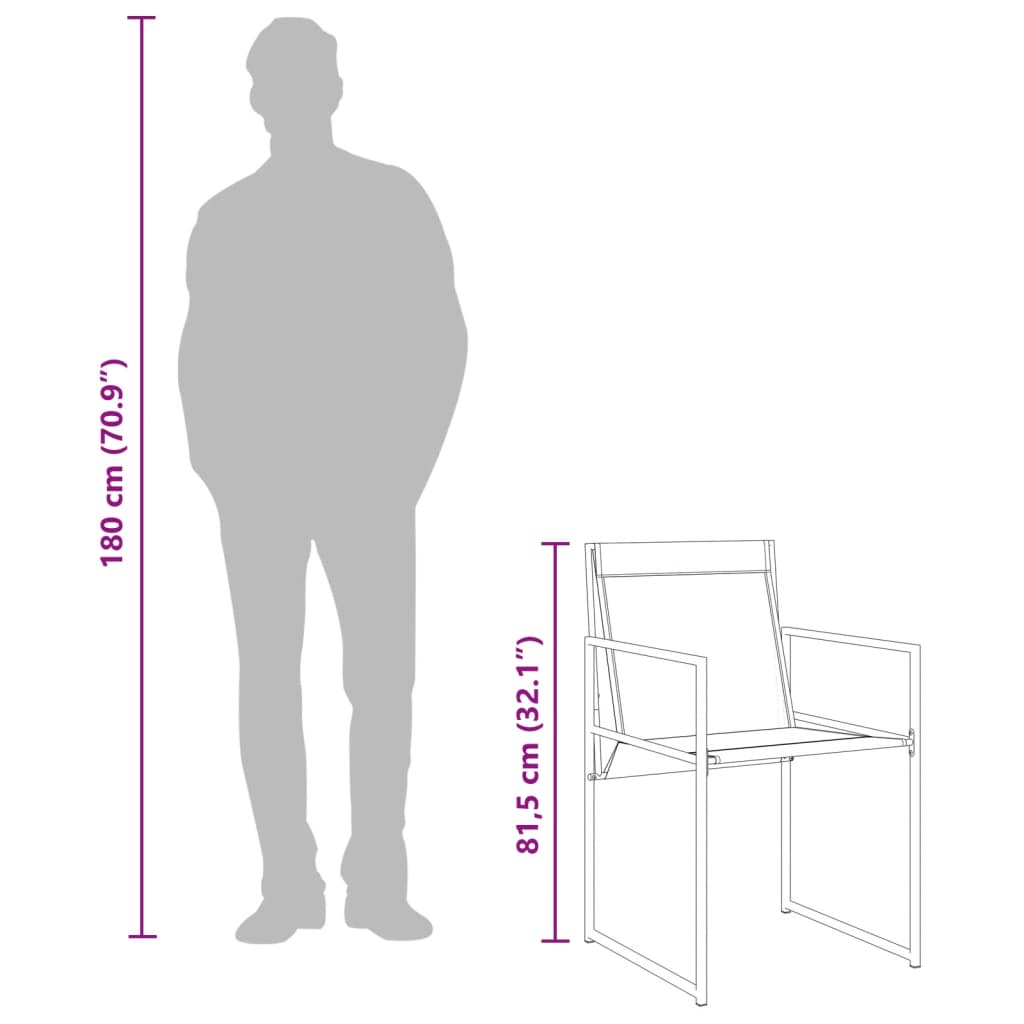 Havestole 4 stk. stål og textilene sort - number 11.