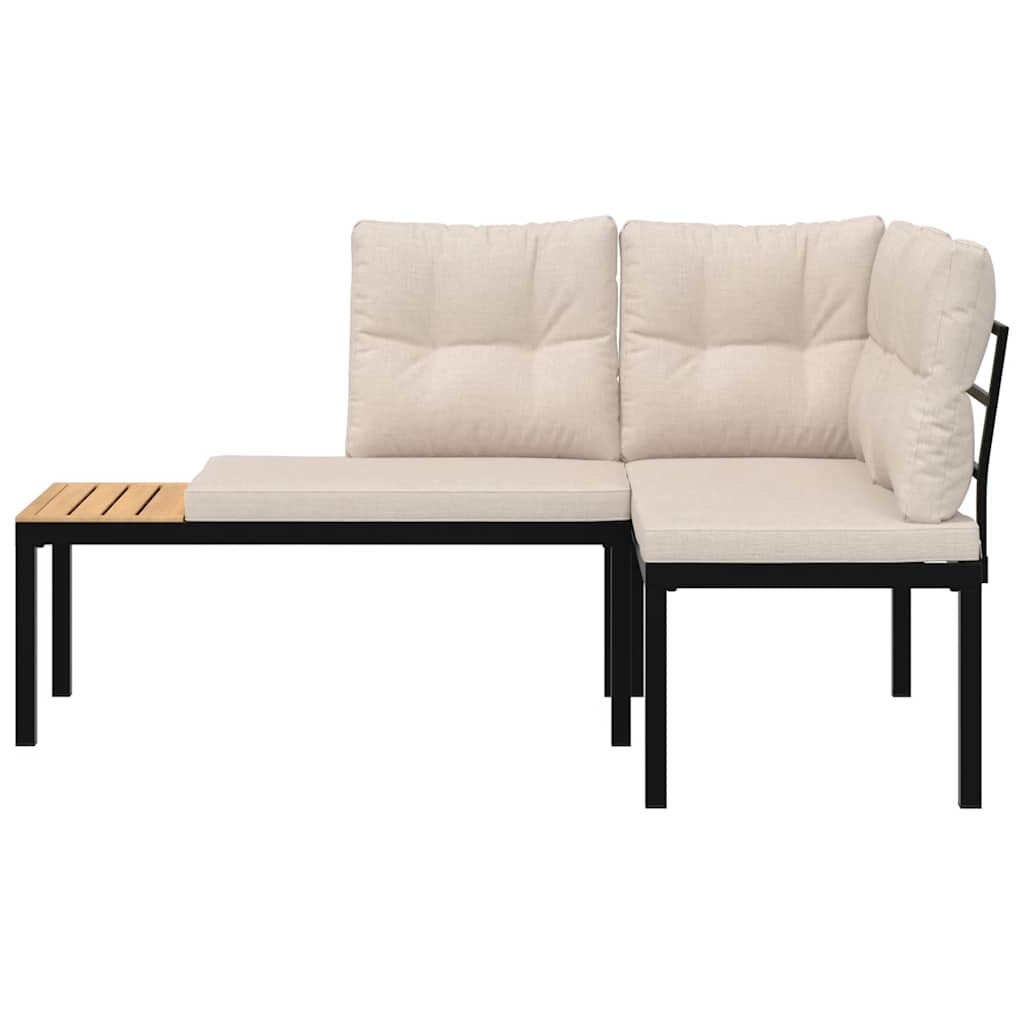 Vrtne klupe 2 kom. s jastucima čelik presvučen prahom crno - sivo smeđi - number 3.