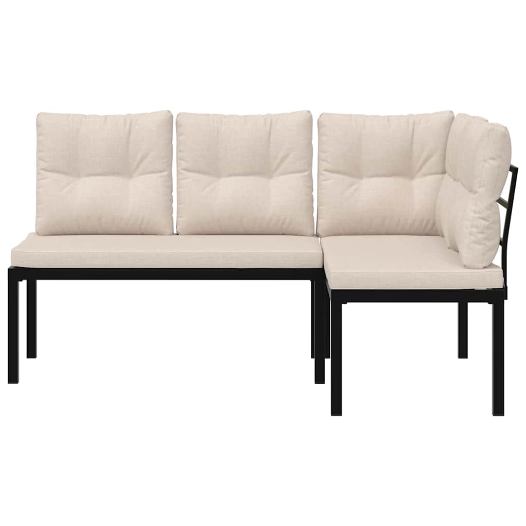 Havebænke 2 stk. med hynder pulverlakeret stål sort - gråbrun - number 3.