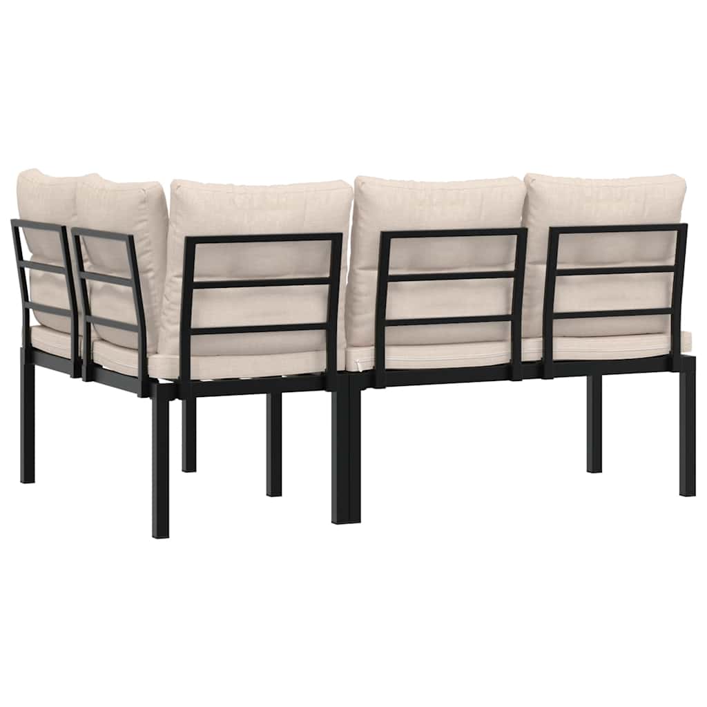 Havebænke 2 stk. med hynder pulverlakeret stål sort - gråbrun - number 5.