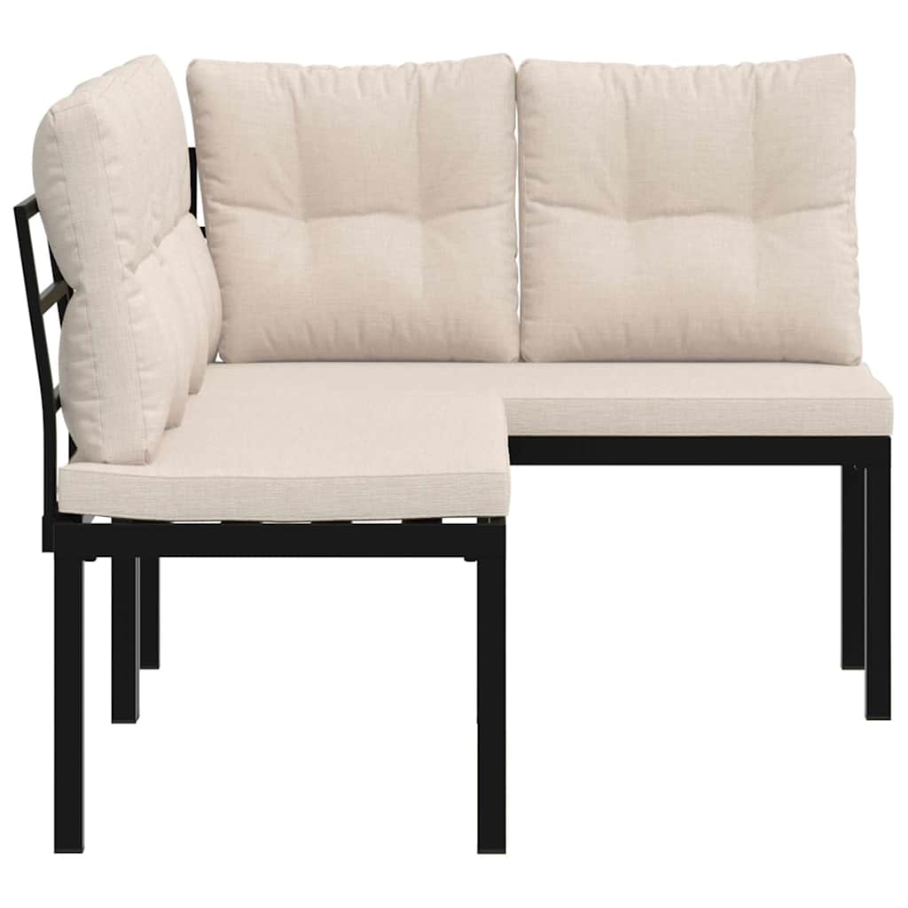 Havebænke 2 stk. med hynder pulverlakeret stål sort - gråbrun - number 4.