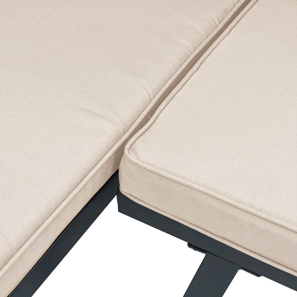 Havebænke 2 stk. med hynder pulverlakeret stål sort - gråbrun - number 7.