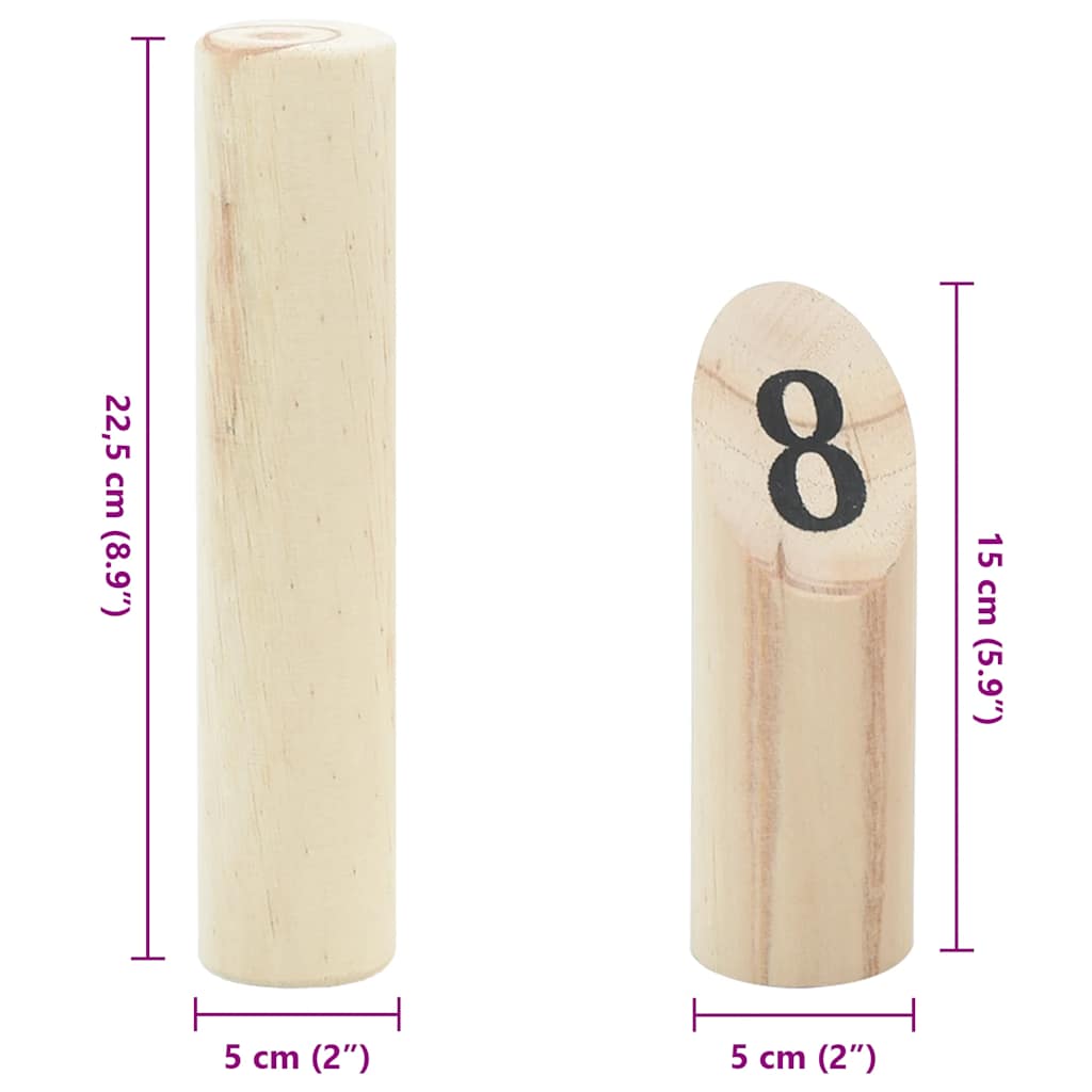 Nummer-kubb 13 dele med bærepose massivt fyrretræ - number 8.
