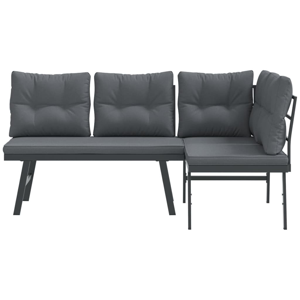 Havebænke 2 stk. med hynder pulverlakeret stål sort - number 3.