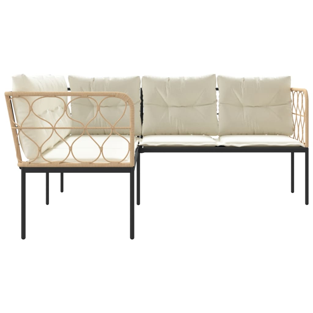 Havesofa med hynder l-facon stål og textilene sort - hvid, 1 - number 5.