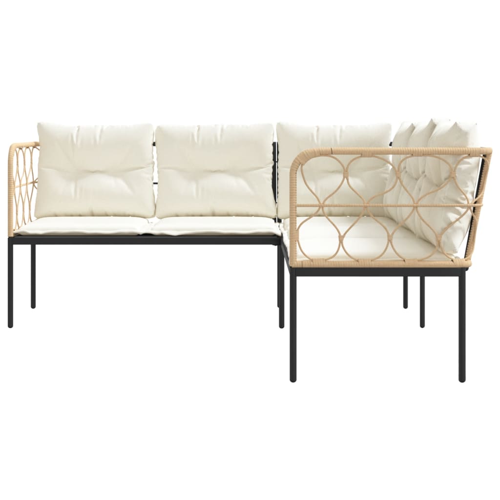 Havesofa med hynder l-facon stål og textilene sort - hvid, 1 - number 4.