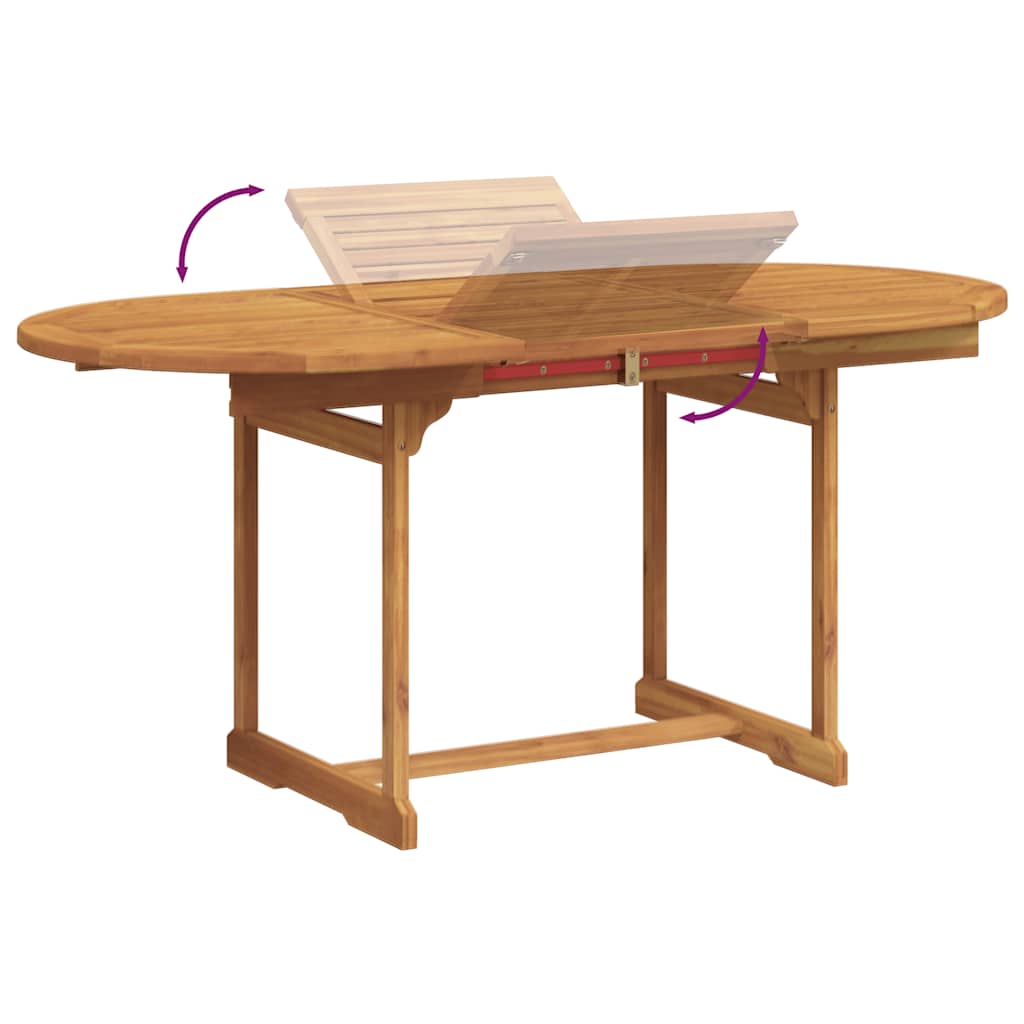 Spisebord sett for hage 7 deler massivt akacia -tre og tekstiler - grått, oval, 6 - number 8.