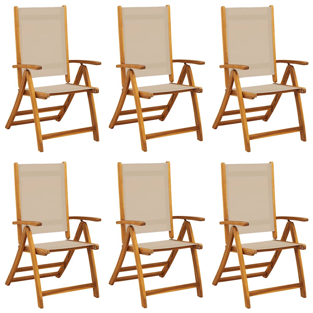 Krzesła ogrodowe składane szt. lite drewno akacjowe i tekstylen - szaro-brązowe, 6 szt. - number 2.