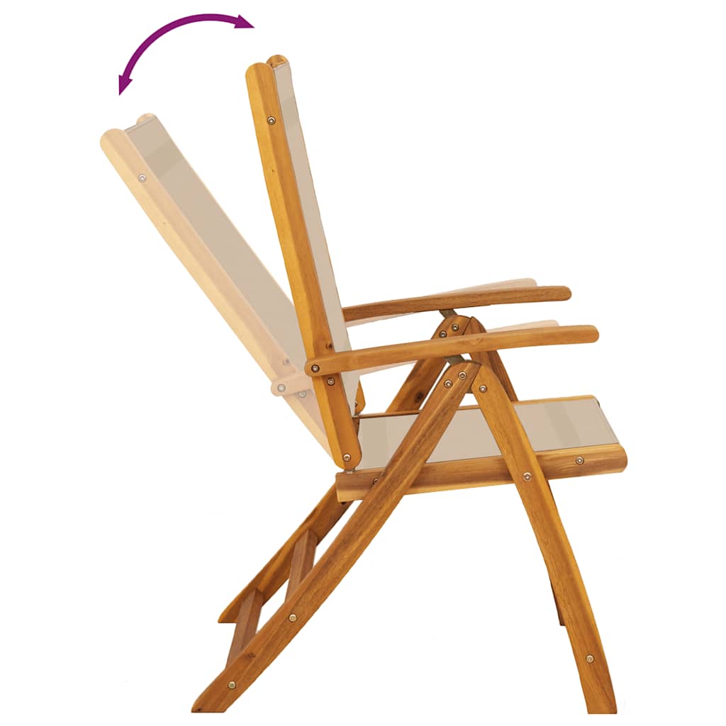 Krzesła ogrodowe składane szt. lite drewno akacjowe i tekstylen - szaro-brązowe, 6 szt. - number 7.